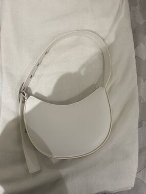 Divided White Crescent Shoulder Bag